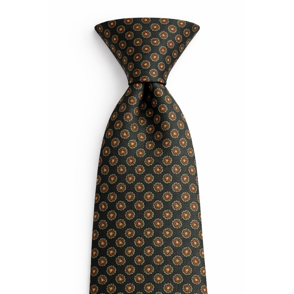 Polo Ralph Lauren Men's Silk Tie Burgundy Green Yellow Geometric Made in USA